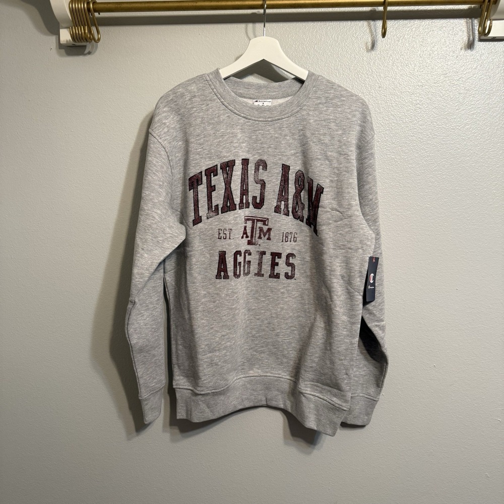 Texas A&M Aggies NCAA Champion Men's Gray Long Sleeve Sweater Comfy Crew Neck